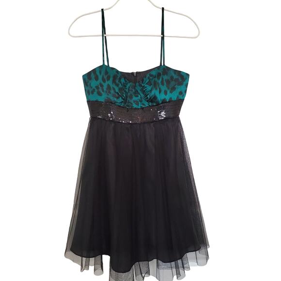 Reign On Green Leopard Babydoll Dress Size 7/8 - Picture 2 of 9
